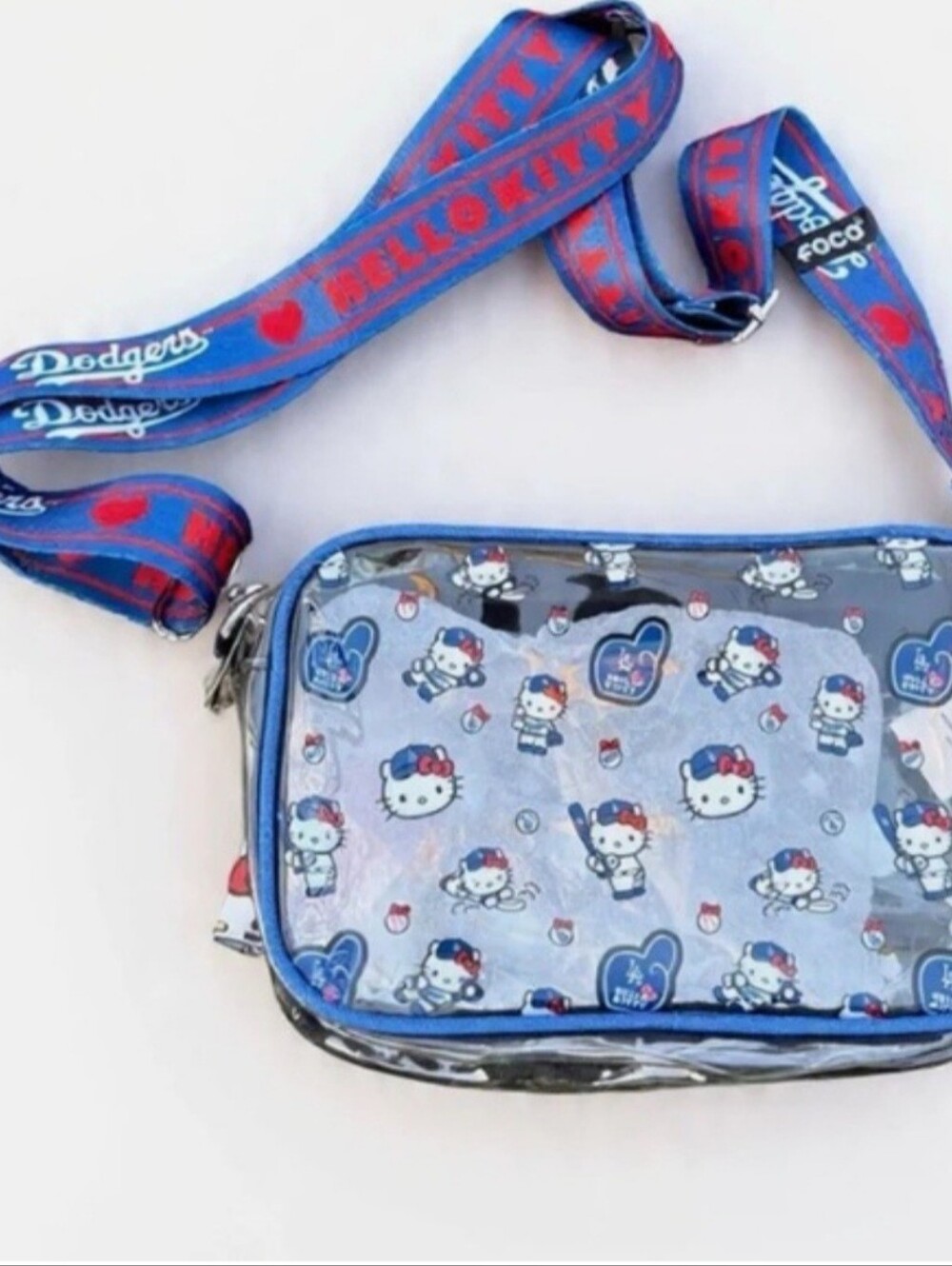 NWT LA Dodgers Hello Kitty Clear bag Crossbody Official Product of the MLB